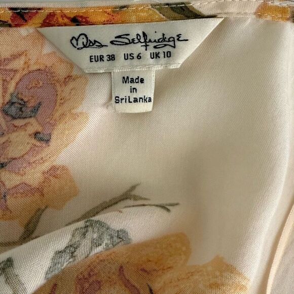 Miss Selfridge Sunflower Print Wrap Midi Dress - Women’s US 6 - Picture 7 of 9